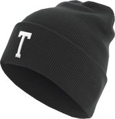 Pre Order Only Letter T Cuff Knit Beanie Black