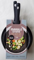 Frying pan set, Soft grip handle, Non stick coating, Granite Stone, PFAS Free ,Cooking & Dining Pots & Pans, Koken & Tafelen  Potten & Pannen