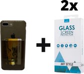 Crystal Backcase Transparant Shockproof Met Pasjeshouder Hoesje iPhone 7 Zwart - 2x Gratis Screen Protector - Telefoonhoesje - Smartphonehoesje