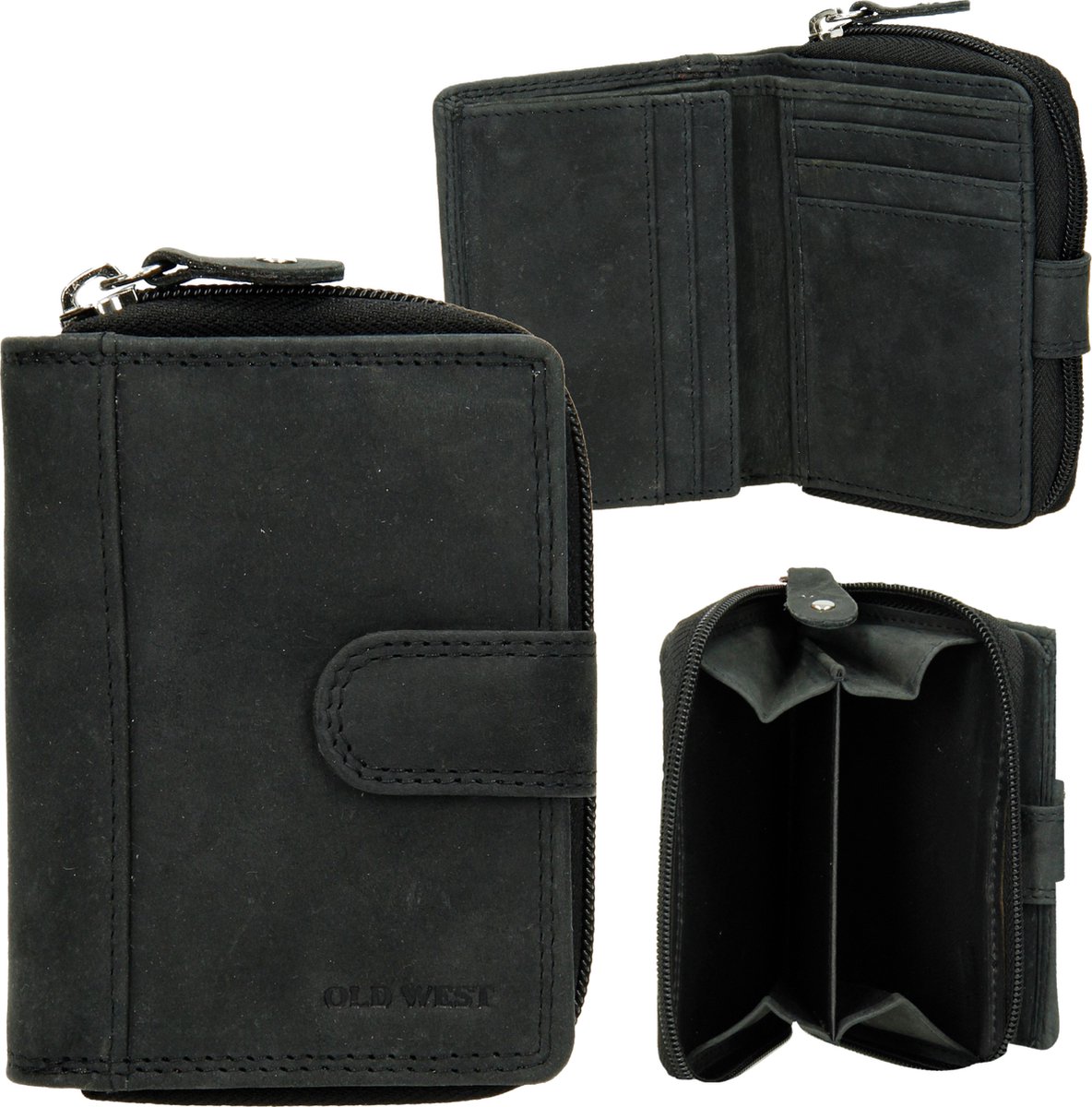 Nuba Portemonnee Klein Formaat – Buffel Leer – Fair Made – Anti Skim – 10 Pasjes – Zwart