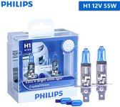 H1 55 Watt Philips Crystal Vision lampen 12V – Wit licht 4300K – Xenon look – LED look – Hoge lichtopbrengst – Lange levensduur – H1 55w Autolampen – Koplampen – Kleur wit – H.O.D.