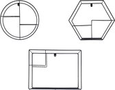 Wandrek Industrieel (set van 3) - Metaal - Zwart - 3 verschillende vormen | Z- Hoge Kwaliteit Wanddecoratie