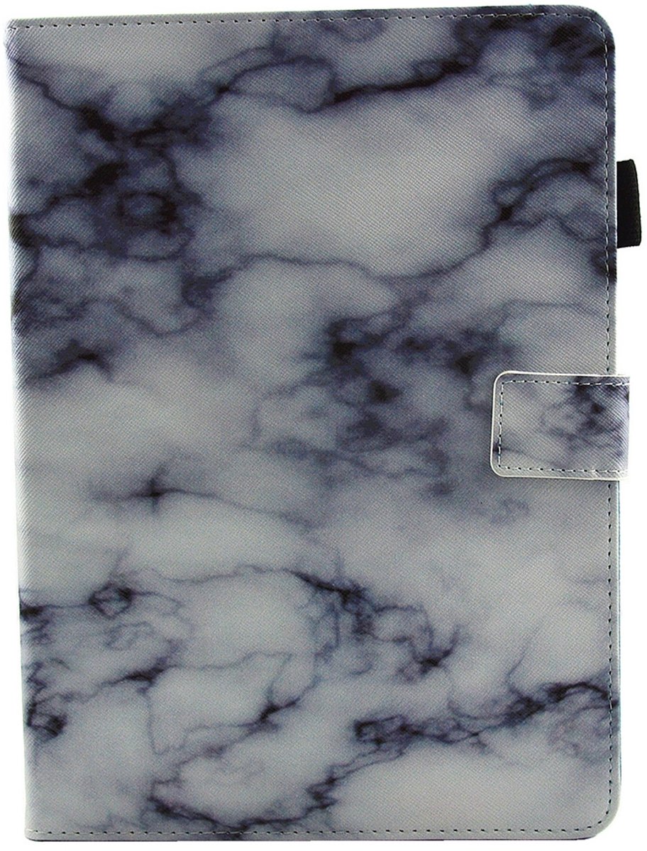 Mobigear Tablethoes geschikt voor Apple iPad 6 (2018) Hoes | Mobigear Marble Bookcase - White | Grijs