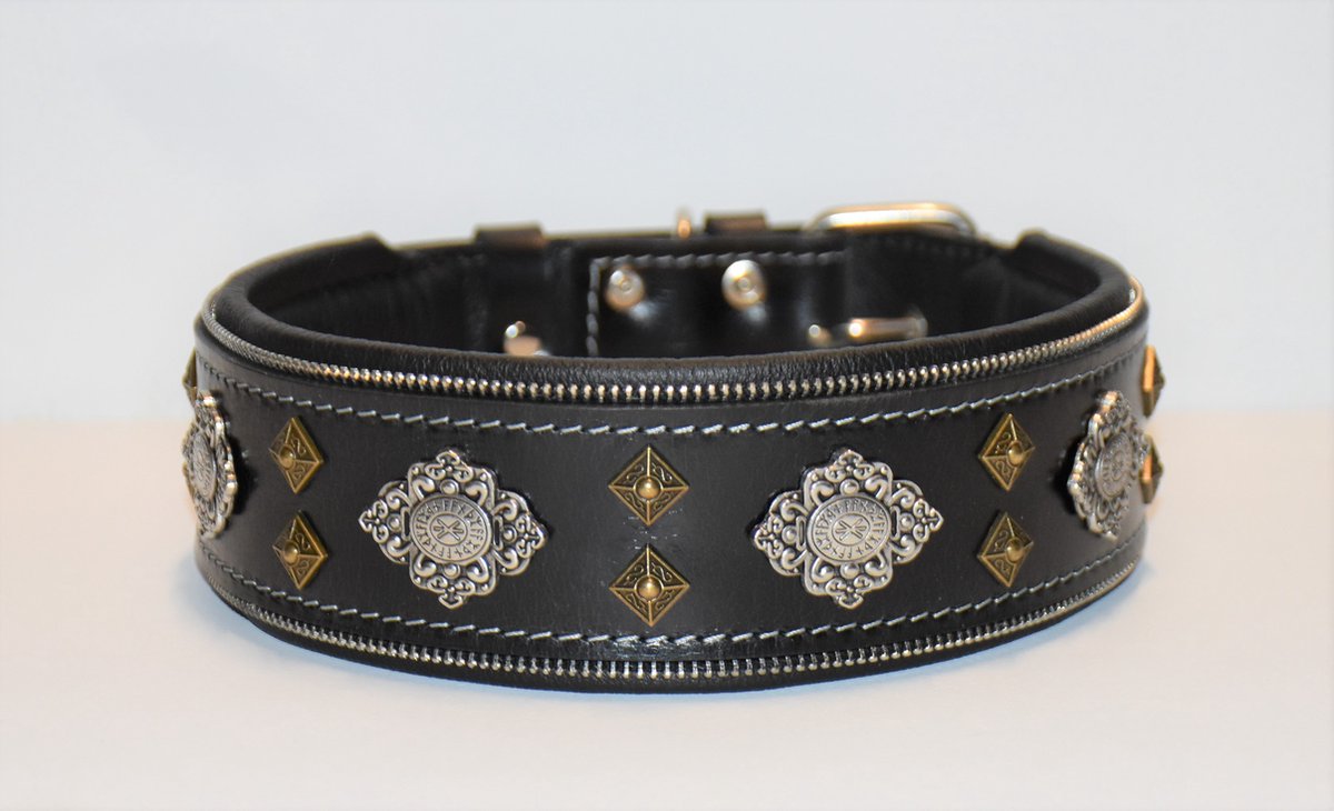 The Aztec Black Honden halsband (nek maat 65-75 cm) maat XL