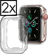 Hoes Geschikt voor Apple Watch Series 5 44 mm Siliconen Case - Hoesje Geschikt voor Apple Watch Series 5 44 mm Hoesje Cover Case - Transparant - 2x