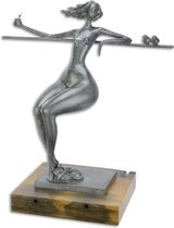 Modernistische Bronzen Sculptuur Ontspannen Vrouwelijk Naakt W.b. 47x26x51 cm