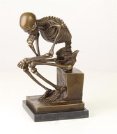 Bronzen Sculptuur De Skeletdenker 16x13x24 cm