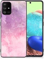 Silicone Back Cover Geschikt voor Samsung Galaxy A71 Telefoonhoesje met Zwarte rand Pink Purple Paint