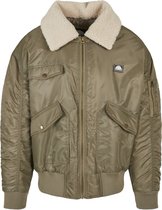 Southpole Bomber jacket -2XL- Pilot Sherpa collar Groen/Bruin