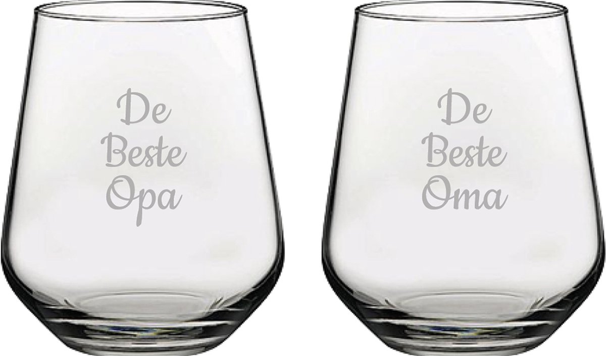 Gegraveerde Drinkglas 42,5cl De Beste Opa-De Beste Oma