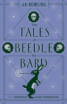 Boek "The Tales of Beedle the Bard" van J.K. Rowling, met een groene konijn op een paarse achtergrond.