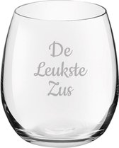 Gegraveerde Drinkglas 39cl De Leukste Zus