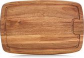 Rechthoekige luxe acacia houten snijplank met sapgroef 40 cm - Keukenbenodigdheden - Snijplanken/serveerplanken hout