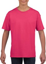 Roze basic t-shirt met ronde hals voor kinderen unisex- katoen - 145 grams - fuchsia shirts / kleding voor jongens en meisjes XS (104-110)