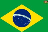 Partychimp Braziliaanse Vlag Brazilië - 90x150 Cm - Polyester - Rood/Wit/Groen/Geel/Blauw