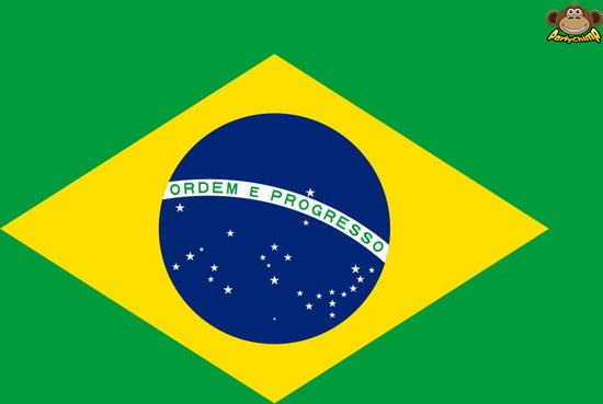 Partychimp Braziliaanse Vlag Brazilië - 90x150 Cm - Polyester - Rood/Wit/ Groen/Geel/Blauw | bol.com