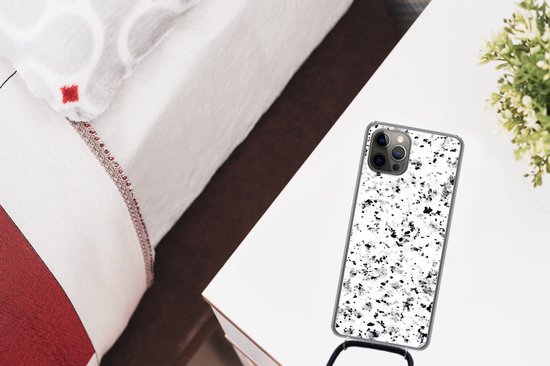 Coque avec cordon iPhone 13 Pro - Marbre - Pois - Wit - Siliconen - Bandoulière - Coque arrière avec cordon - Coque pour téléphone avec cordon - Coque avec corde