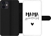 Bookcase Geschikt voor iPhone 12 Mini telefoonhoesje - Quotes - Mama jij bent zo lief - Spreuken - Mama - Met vakjes - Wallet case met magneetsluiting