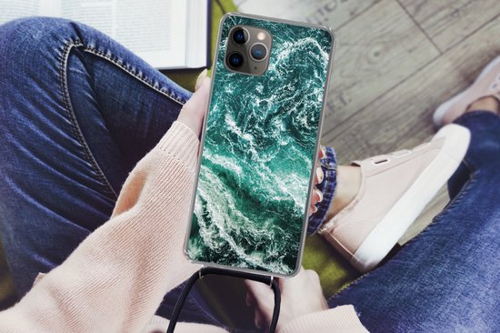 Coque avec cordon iPhone 11 Pro - Imprimé marbré - Motif - Pierres naturelles - Siliconen - Bandoulière - Coque arrière avec cordon - Coque pour téléphone avec cordon - Coque avec corde