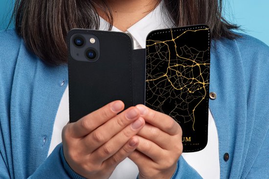 Étui pour téléphone iPhone 13 Bookcase - Bochum - Carte - Or - Avec compartiments - Étui portefeuille avec fermeture magnétique