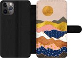 Bookcase Geschikt voor iPhone 11 Pro Max telefoonhoesje - Goud - Pastel - Patronen - Met vakjes - Wallet case met magneetsluiting