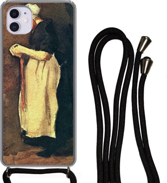 Coque avec cordon iPhone 12 Mini - La femme Scheveningen - Vincent van Gogh - Siliconen - Bandoulière - Coque arrière avec cordon - Coque pour téléphone avec cordon - Coque avec corde