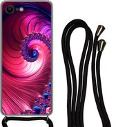 Hoesje met koord Geschikt voor iPhone SE 2020 - Spiraal - Abstract - Kleuren - Siliconen - Crossbody - Backcover met Koord - Telefoonhoesje met koord - Hoesje met touw