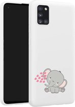 Samsung Galaxy A51 Wit siliconen hoesje Olifantje / hartjes  *LET OP JUISTE MODEL*