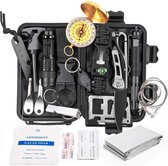 AdroitOutdoor Survival Kit Outdoor – Survival Spullen Set – Mes - Kompas - 18 delig