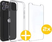 Coque iPhone 11 Pro + 2x Protecteur d'écran iPhone 11 Pro | Coque en silicone | Étui transparent + 2x protecteur d'écran | Verre trempé