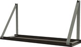 Handles and more -  Stalen wandplank zwart 98cm + leren plankdragers Suede Grey