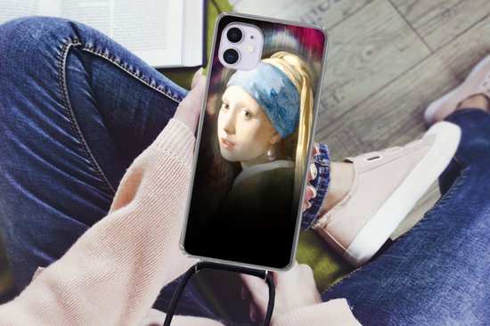 Coque avec cordon iPhone 11 - Art - Vermeer - Arc-en-ciel - Siliconen - Bandoulière - Coque arrière avec cordon - Coque pour téléphone avec cordon - Coque avec corde