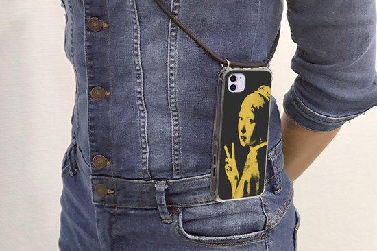 Coque avec cordon iPhone 11 - Vermeer - Art - Jaune - Siliconen - Bandoulière - Coque arrière avec cordon - Coque pour téléphone avec cordon - Coque avec corde