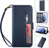 Luxe Telefoonhoesje voor Samsung Galaxy S22 Plus | Hoogwaardig Leren Bookcase | Lederen Wallet Case | Pasjeshouder | Blauw