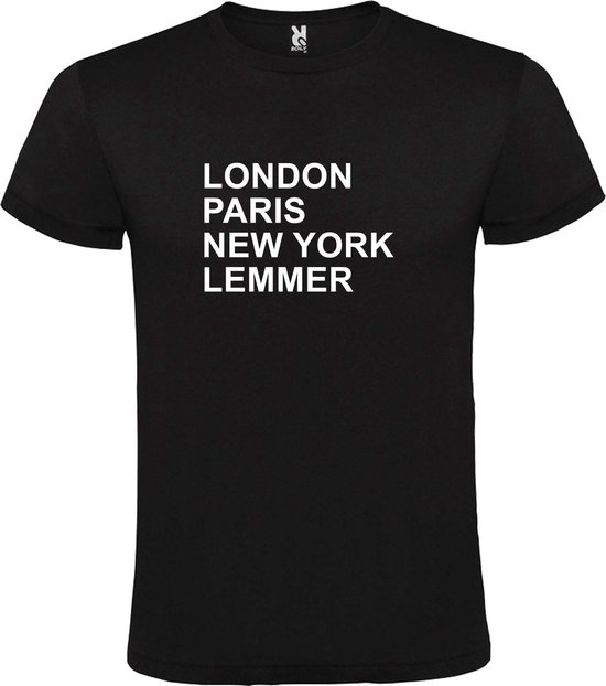 Zwart t-shirt met " London, Paris , New York, Lemmer " print Wit size XS |  bol.com