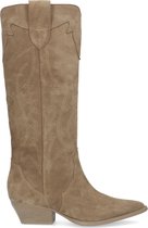 Sacha - Dames - Beige suède cowboylaarzen met sierstiksels - Maat 40