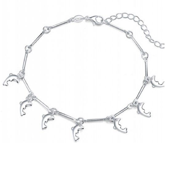 Armband-Dolfijntjes-Extra lang-24 cm-Zilverplating-Charme Bijoux