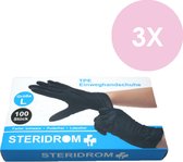 Steridrom Wegwerp Handschoenen - 3 x 100 Stuks - Large - Zwart