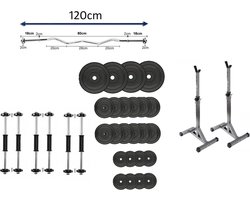 65kg Halterset 6 halters + Curl Stang - Afstelbare Gewichtenset – Fitness set – 6 x Dumbell – Halterstangset - 65kg halterschijven