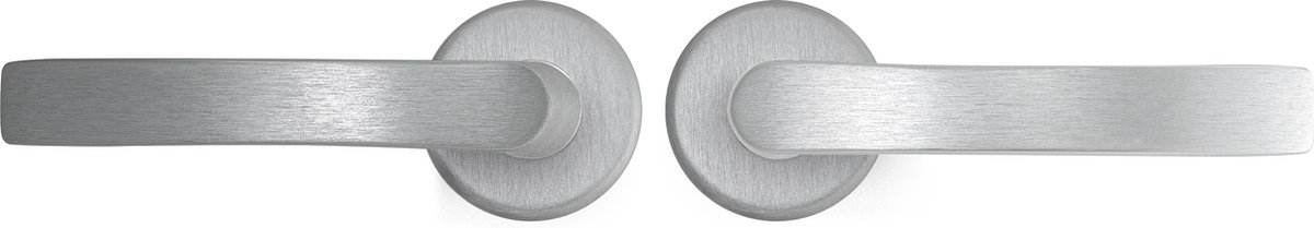 AXA Binnendeurbeslag set (Curve Klik) Aluminium geslepen: Kruk (model Blok Zwaar) op rozet