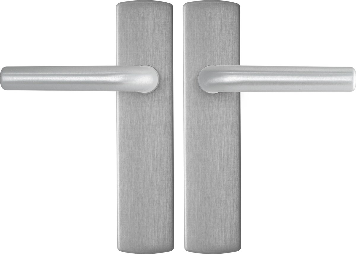 AXA Binnendeurbeslag set (Curve Klik) Aluminium geslepen: Kruk (model L) op schild