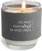 kaars-kaars in glas-cadeau-geschenk-mooie tekst-hart-voor altijd- voor altijd in mijn hart-kerst-sinterklaas-valentijnsdag-cadeau