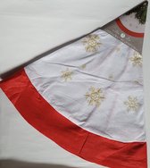Kerstboomkleed Wit met rode rand 120cm met sneeuwsterren, Kerstboomrok voor kerstboom, Kerstboom kleed wit 120 cm