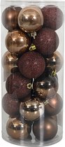 Oneiro's Luxe Kerstballen MEGA LUXE SET van 24 BRUIN - ø 60 mm - 24 stuks - groen - kerstbal - luxe verpakking – kerstcollectie – kerstdecoratie – kerstboomhanger – kerstversiering – zilver