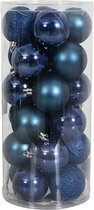 Oneiro's Luxe Kerstballen MEGA LUXE SET van 24 BLAUW - ø60 mm  - 24 stuks - groen - kerstbal - luxe verpakking – kerstcollectie – kerstdecoratie – kerstboomhanger – kerstversiering – zilver