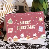 Set kerstkaarten met enveloppe | Merry Christmas | 2 groen & 2 rood | 4 stuks | 15 x 10,5 cm