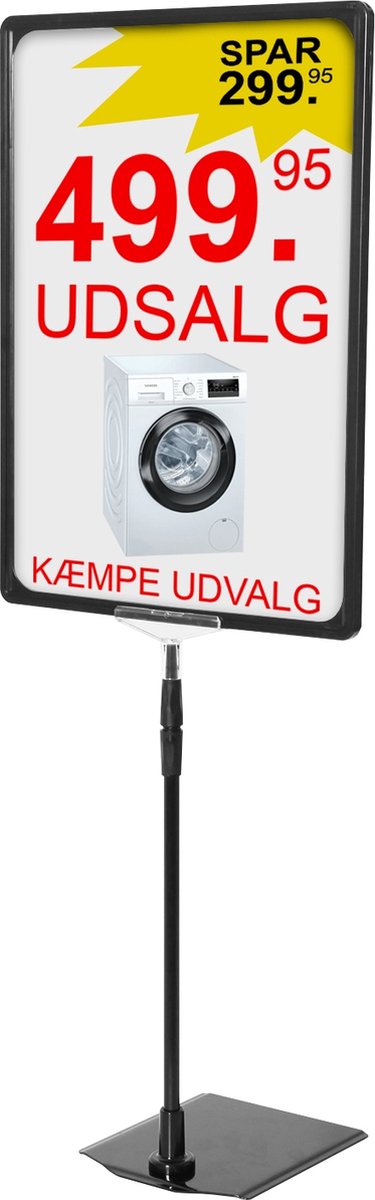 Luxe zwarte posterstandaard in hoogte verstelbaar A3 formaat – Prijskaarthouder – posterhouder XL hoogte tot 150cm Infostandaard A3 informatiebord A3