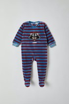 Woody romper unisex - blauw-rood gestreept - wasbeer - 212-3-RBF-V/927 - maat 80