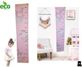 Bob Online ™ - Groeimeter Babykamer en Kinderkamer Flamingo Ontwerp - Canvas - Meetlat Kind Hout – 124.5 x 25.5 cm - Decoratie Meetlint - Wanddecoratie - Height Chart Flamingo Design – Kraam 