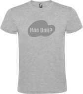 Grijs t-shirt met tekst 'Hoe Dan?'  printZilver size XS